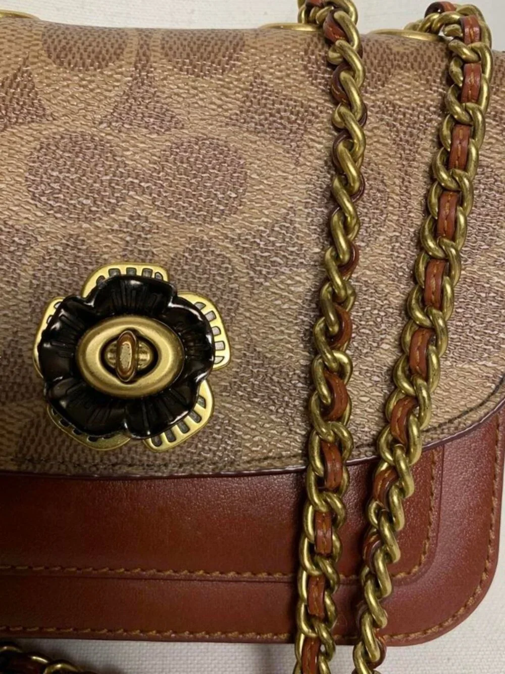 Coach brown and tan leather crossbody